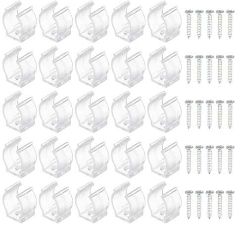 sourcing map 25 Stück T5 U Clips Halter Halterung für LED Glühbirne Montagehalterung Unterstützung Kunststoff Leuchtstoffröhre Halter LSD Schlauch Befestigungsklemmen mit Schrauben Klar