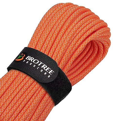 Brotree Paracord 4mm 15M 9 Stränge 100% Nylon Seil Schnüre Typ III für Survival, Outdoor, Heimwerken - Bruchlast 280kg (Creme & Orange)