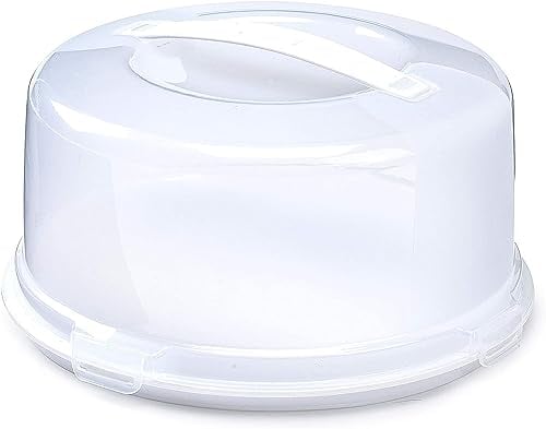 Aspect Clear Plastic Round Cake Box with Lockable Lid Carry Handles Packaging Cake Storage Container Portable Plastic Cake Carrier for Cakes, Pies Cupcakes Desserts Durable Stackable Food Safe Storage