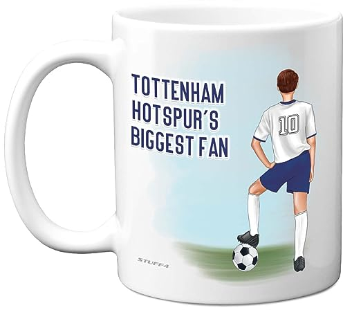 Football Mug Gift for Tottenham Fans - Footy Biggest Fan - Happy Birthday Mugs Present Gifts for Son Dad Brother Uncle Colleague Friend Cousin, 11oz Ceramic Dishwasher Safe Coffee Tea Cup