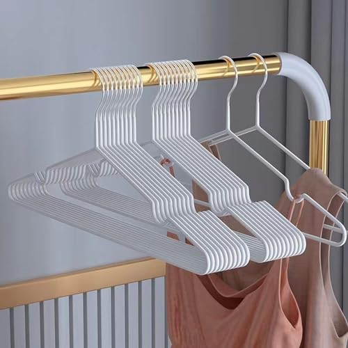 Kleiderbügel Metall (40 cm) – 20 Stück Platzsparende Kleiderbügel für Erwachsene,0,4cm Dick, Belastbar mit Schwerer Kleidung,Bügel mit rutschfest Nut für Mäntel, Hosen (Weiß)
