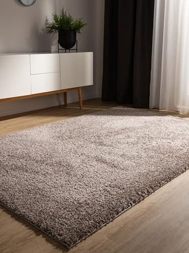 benuta Basic Hochflorteppich Soho - Taupe 80x150 cm - Kuschelig Weicher Teppich im Minimalistischen Look - Pflegeleicht - Fußbodenheizung Geeignet