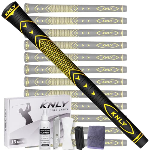 KNLY Golfgriff-Set mit 13 – Hohe Traktion und hohes Feedback, Gummi-Golfschlägergriffe mit Anti-Rutsch und Allwetter-Leistung, 13 Griffe mit 15 Bändern und 13 Griffen, mit allen Reparatur-Sets zur
