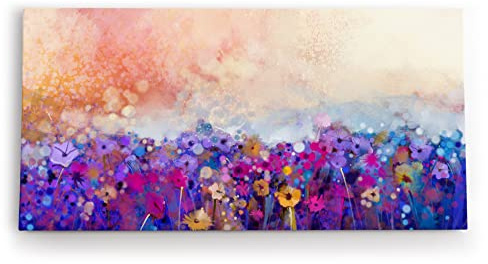 Paul Sinus: Abstrakte Blumenwiese in leuchtenden Farben – Leinwandbild 120x60cm | Abstrakte Kunst, Blumenwiese, florale Motive, Leinwanddruck, Wanddekoration, moderne Kunst