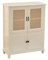 NEWCIX Sideboard Aus Massivholz, Moderner Rattanschrank, Kaffeebarschrank Küchenschrank, Bauernschrank Sideboard Mit Verstellbaren Regalen(Beige)