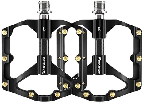 SQIANKUN Pedale Fahrrad 3 Lager Fahrrad Pedal Ultraleicht Carbon Faser Achse Hohl Pedal Straße Radfahren Anti-Slip Trittbrett Fahrrad Zubehör Fahrradpedale(MTB Black)