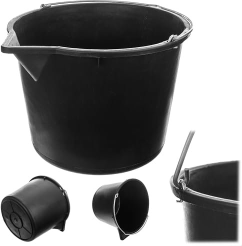 KADAX Baueimer 20L, Mörteleimer aus Kunststoff mit Griff, Eimer, Zementeimer, Mörtelkübel, Putzeimer, Wassereimer, Garteneimer, Kunststoff-Eimer (Schwarz, 1 Stück)