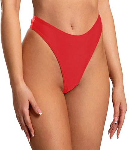 Aquarti Damen Bikinihose Thong Bottom Tanga Hohe Taille | Aquarti Damen Bikini Unterteil