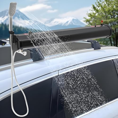 LHUITUI Campingdusche Für Unterwegs, Dachgepäckträger-Dusche, Dachgepäckträger-Montierte Straßendusche, Selbst-Druck-Wassertank, Für Camping Dusche, Offroad Dusche, Dachgepäckträger Dusche 4.76加仑/18升