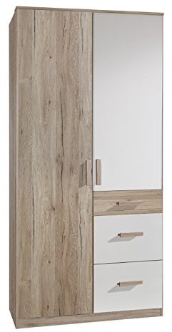 Wimex Kleiderschrank/ Drehtürenschrank Cariba, (B/H/T) 90 x 199 x 58 cm, San Remo-Eiche/ Absetzung Weiß