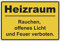 Schild Heizraum - Rauchen, offenes Licht und Feuer verboten. aus Alu/Dibond 200x140 mm - 3 mm stark