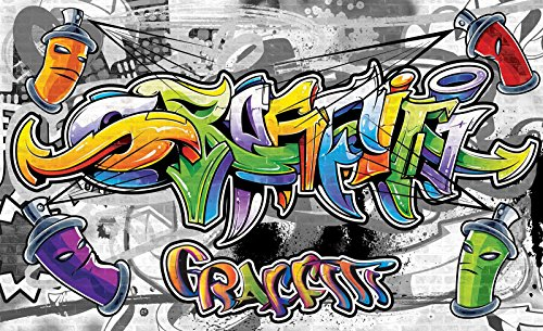 Forwall Fototapete Graffiti Streetart Jungen Jugendzimmer Kinderzimmer Jungs Vlies Tapete Wandtapete UV-Beständig Hohe Auflösung Montagefertig (2295, VEXXL (312x219 cm) 3 Bahnen)