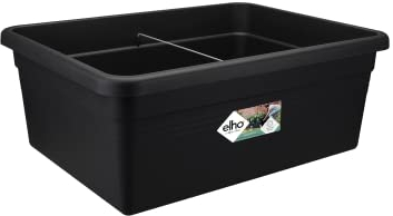 elho green basics Movable Garden Pflanzenkasten – Viereckiger Blumentopf in Living Black – Rollbarer Topf für den Außenbereich – ca. L 57,9 x W 76,7 x H 29 cm