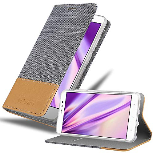 Cadorabo Hülle kompatibel mit Xiaomi RedMi Note 4 aus Jeans und Kunst Leder Flip Klappbare Stoßfeste Magnetische [Standfunktion] [Kartenfächern] Cover Hülle für Xiaomi RedMi Note 4 Tasche in Grau