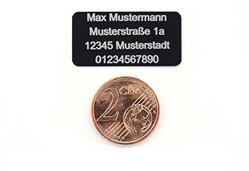 CopterFarm Drohnen Kennzeichnung Plakette Adressgravur Kennzeichen Schild Feuerfest Selbstklebend 1-8er Set - 1x Mini 30x15mm