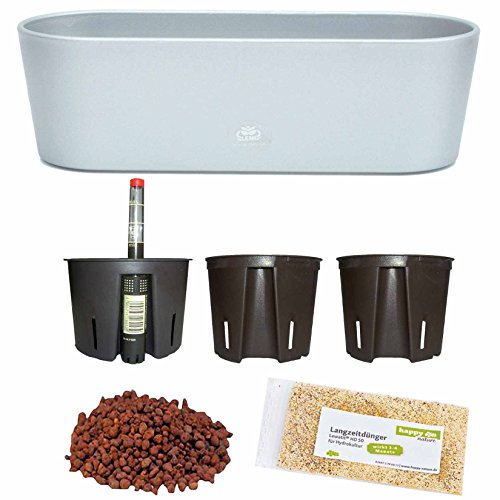 Set7 7 teilig Kunststoff Flori Pflanzschale silber für Hydrokultur L 51.0 cm B 18.5 cm H 15.0 cm