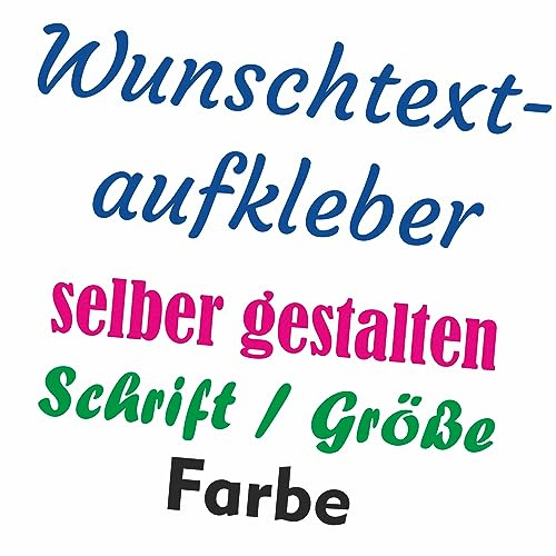 INDIGOS UG - Autoaufkleber mit Wunschtext für die Heckscheibe - Auto Aufkleber selbst gestalten - bis 120 cm - Sticker personalisiert für innen & außen wetterfest Fahrzeugbeschriftung