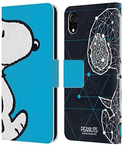 Head Case Designs Offizielle Peanuts Snoopy Geometrisch Halbzeiten Und Gelächter Leder Brieftaschen Handyhülle Hülle Huelle kompatibel mit Apple iPhone XR