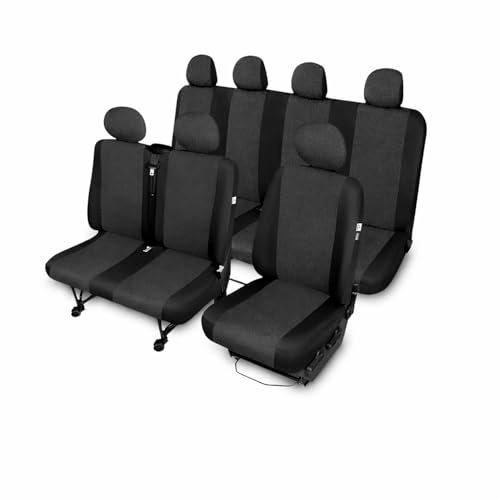 Saferide | 1+2+4 7-Sitzer Schwarz Set Komplettset Sitzbezüge Wohnmobil Autositzbezüge Transporter Sitzbezug Schonbezug Schonbezüge Autoschonbezug Autositzbezug Sitzauflagen Sitzschutz Ares