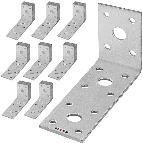 KOTARBAU® 100er Set Winkelverbinder 100 x 50 x 40 Stahl Bauwinkel Lochplattenwinkel Möbelverbinder Verzinkt Schwerlast Holzverbinder Montagewinkel Stuhlwinkel