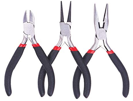 LiQunSweet 3 in 1 Jewelry Pliers Set with Side Cutting Round Nose Pliers Flat Nose Pliers Polishing Tools Equipment for Jewelry Beading Making Crafts Supplies