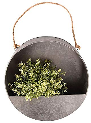 Esschert Design - Macetero redondo de pared (20 x 6,7 cm, cinc)