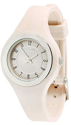 FEMBW Fashion Casual Analog Quarz Armbanduhr für Jugendliche und Erwachsene, Silikon Armband mit Nadelschnalle(Khaki)