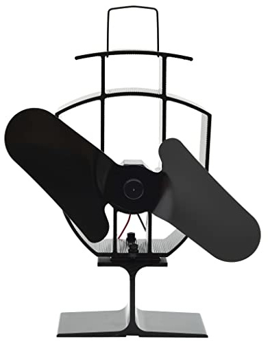 vidaXL Wärmebetriebener Kaminventilator 2 Blätter mit feuerfesten Drähten Stromlos Kaminofen Ventilator Ofenventilator Schwarz Eloxiertes Aluminium