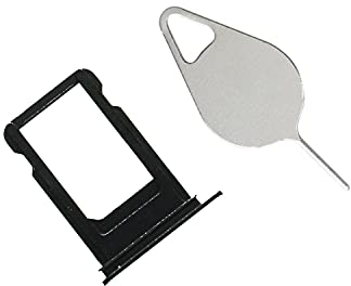 OnlyTech - Tiroir/Support de la Carte sim de Remplacement pour l'iPhone 7 Noir - avec Joint d'étanchéité installé + Outil d'extraction