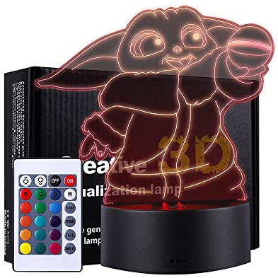 QQAAMZ Anime 3d Yoda Lampe Led Nachtlicht Action Puppe Spielzeug Modell Puppe Bunte Usb Lampe Dekoration Schlafzimmer Touch Schreibt Spielzeug für Kinder Yoda Baby Geschenk