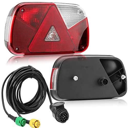 DARKGUARD Rückleuchten Anhänger Satz 12V, Glühbirne Licht Rücklicht Heckleuchten Anhänger PKW Wohnwagen Verkabelt mit 13polig Stecker|4m Kabel|2x 6polig Bajonettverbindung|7Funktion|E11|Wasserdicht