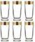 Roman Deluxe Highball Glasses Set of 6/ Drinking Glasses/Clear Coctail Glasses with Gold Wide Patterned Rim/Water Glasses/Juice Glasses/Tumblers/ 310ml/ Gift Set for Women and Men (Baroque Pattern)
