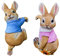 MCDSAJ Rabbit Flower Pot Hangers, Resin Creative 3D Rabbit Figurines, Blue Red, Perfect for Indoor/Outdoor, Farmhouse Style, Easter Theme, 2-Pack