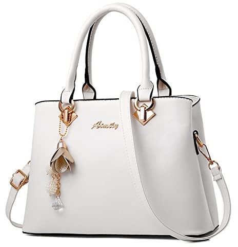 DORRISO Borsa Donna a Mano Elegante – Borsa a Tracolla con Tracolla Regolabile e Staccabile, PU Pelle Impermeabile, Grande Capacità per Lavoro, Viaggio e Shopping Bianco