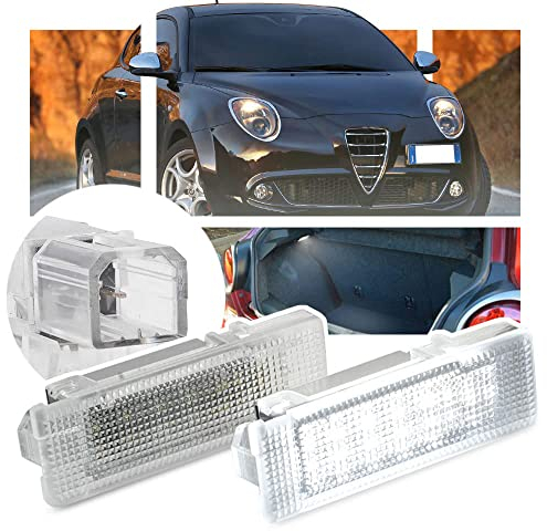 NSLUMO 2 x LED-Tür-/Stepwell-Pfützenbeleuchtung für Alfa Romoe Mito Brera GT Spider Canbus LED-Kofferraum-Lampen Handschuhfach Kofferraumbeleuchtung