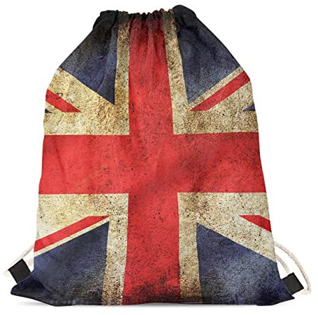 BYCHECAR Kordelzug-Taschen Kinder Jungen String Rucksack Mädchen Turnbeutel Cinch Taschen, Union Jack Design, Einheitsgröße