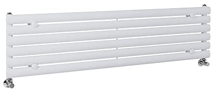 MILANO White Horizontal Single Oval Panel Radiator 354 x 1400mm