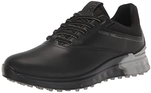 ECCO Herren M S-DREI Leder Golfschuhe - Schwarz/Concrete/Schwarz - UK 10