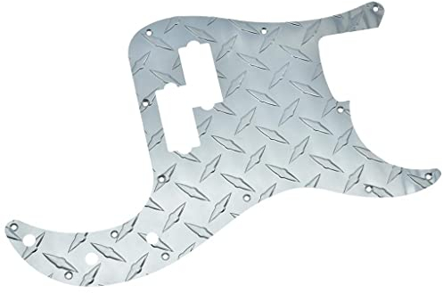 KAISH Premium 13-Loch Metall Diamant Platte Modern Style Standard Precision P Bass Schlagbrett Aluminium Eloxiert PB Schlagbrett für American Fender P Bass Silber