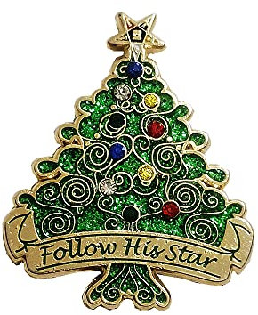 Broche de Noël en strass pour sapin de Noël et sapin de Noël, standard, Métal