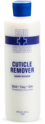 Cuticle Remover & Softener Liquid for Nails – Blue Cross Professional Nail Care with Lanolin, Hydrating Treatment for Dry Cuticles & Hangnails, Made in USA, 16oz