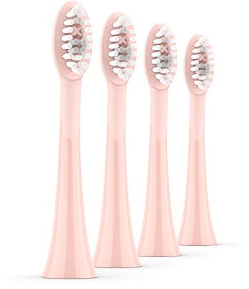 Ordo Replacement Sonic Toothbrush Heads with Pulse Technology for Teeth Cleaning, Plaque Removal, Silicone Polishing, Deep Clean Bristles, Adults, Pack of 4, Rose Gold