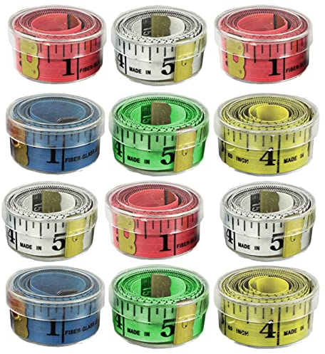 com-four® 12x Maßband in tollen Farben zum Basteln, Schneidern oder für die Baustelle - Maße in cm und Inch - Zentimetermaß zur Vermessung [Auswahl variiert] (12 Stück - bunt)