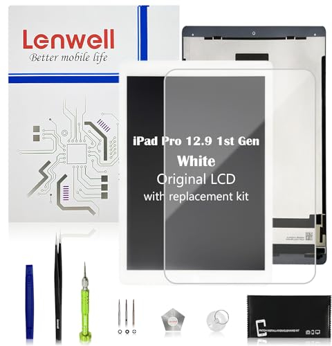 Lenwell Original OEM Pull Screen Ersatz für iPad Pro 12.9 1. Generation 2015 Original OEM Display Digitizer LCD Bildschirm Ersatz Touch Assembly A1584 A1652 mit Werkzeugset + kostenlose Installation