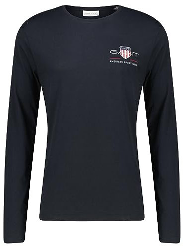 GANT Men's Reg Medium Archive Shield Ls T T-Shirt, Black, XL