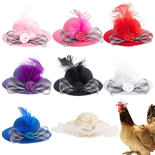 WEBEEDY 8 Stück Hühnerhüte Tiny Pets Mini Hut Huhn Lustiges Kostüm Halloween Zubehör Lustiger Kleiner Hut Huhn Zubehör