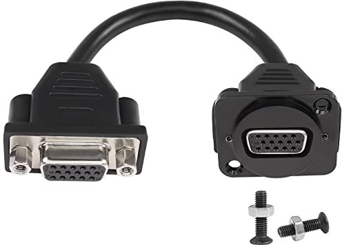 QIANRENON VGA DB15 Panel Mount Adapter 1080P VGA Female to Female Short Panel Connector 3 Row 15 Hole VGA DB15 Panel Socket, for Transmitting Analogue Video Signal Surveillance PC, 16cm/6.3in