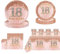 69 piezas de vajilla de oro rosa para fiesta de cumpleaños número 18 para 16 invitados, el juego de vajilla de fiesta de oro rosa 18 está hecho de papel de alta calidad para mujeres, regalos de