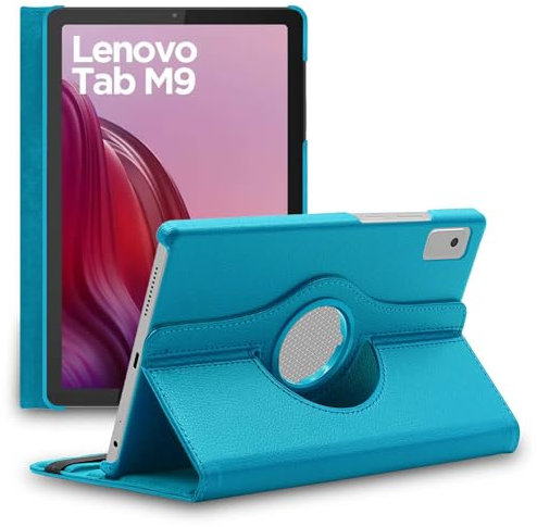 ebestStar - Hülle für Lenovo Tab M9, Drehbar Schutzhülle, PU-Lederhülle, Rotierende Ständer Etui, Rotating Case Cover, Blau