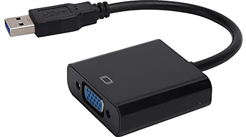 Leapiture Cable USB A VGA, Cable Adaptador De 5Gbps HD 1080P Convertidor USB3.0 A VGA Adaptador De Tarjeta De Video Externa Hembra De 15 Pines Cable Adaptador De Pantalla Múltiple(Black)